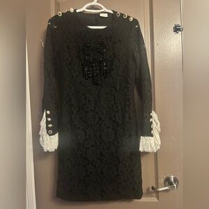 Elegant Black Lace Dress with Beading
